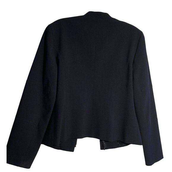 I.E. Women's Navy Jacket Blazer Y2K Classic Full Zip Pockets Vintage Lined sz 12 - Picture 5 of 7